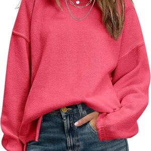 Women Oversized Crew Neck Sweater Long Sleeve Knit Fall Casual Loose Pullover